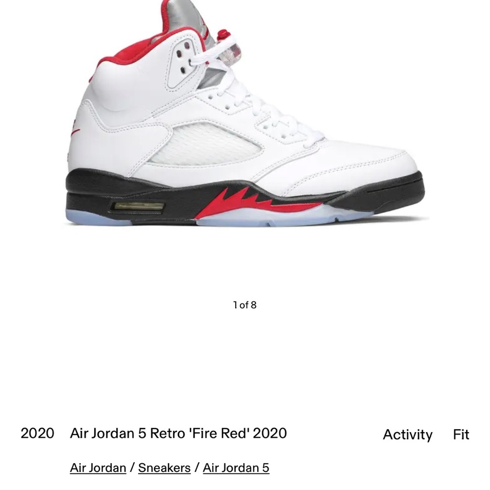 Air Jordan 5 Retro 'Fire Red' Sneakers - White and Red
